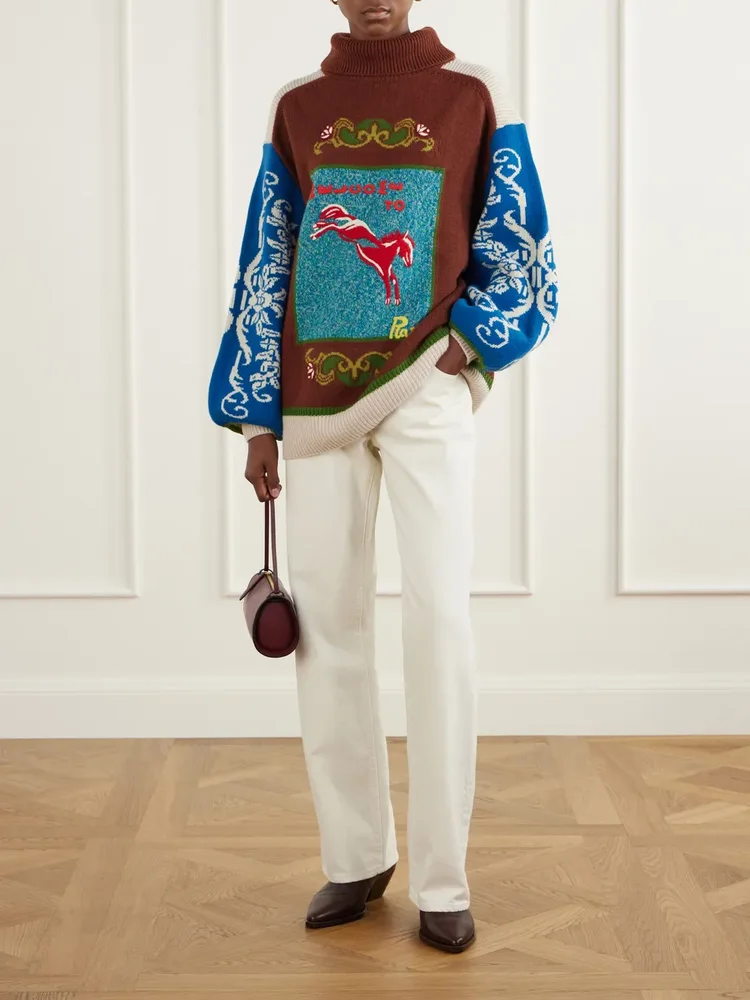 Lasso embroidered merino wool sweater