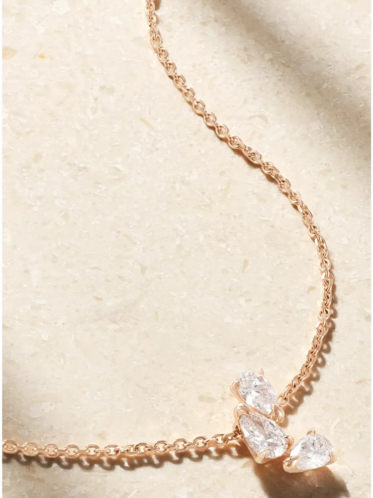 Serti Sur Vide 18-karat rose gold diamond necklace