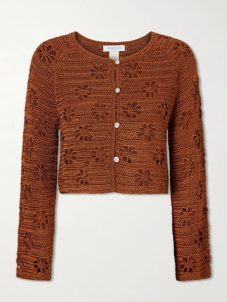 Cropped crocheted cardigan