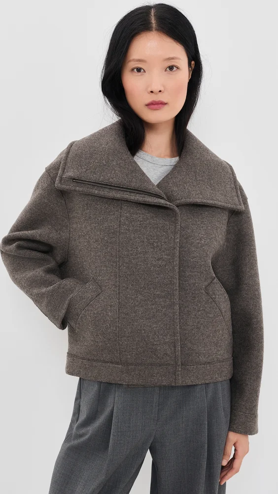 Wool Funnel Biker Jacket