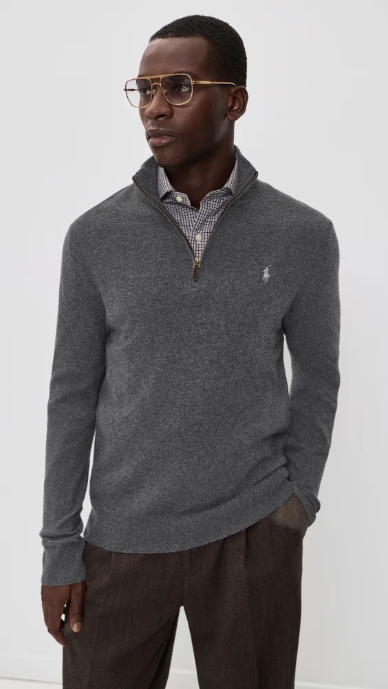 Original Label Lux Merino Wool Quarter Zip Sweater (Dark Charcoal Heather)