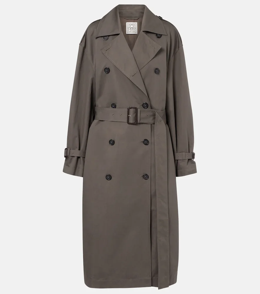 Double-breasted cotton-blend trench coat
