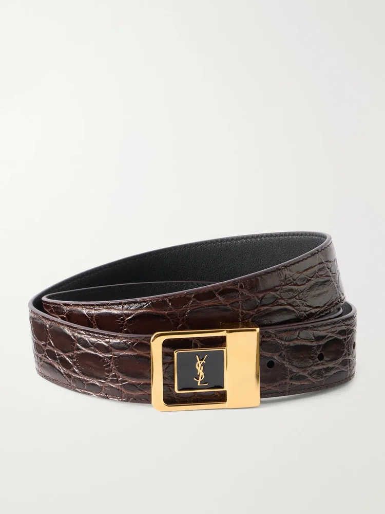 La 66 croc-effect leather belt