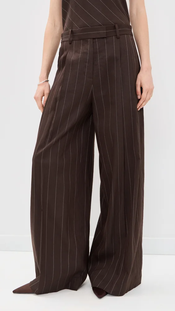Wide Double Pleated Trousers