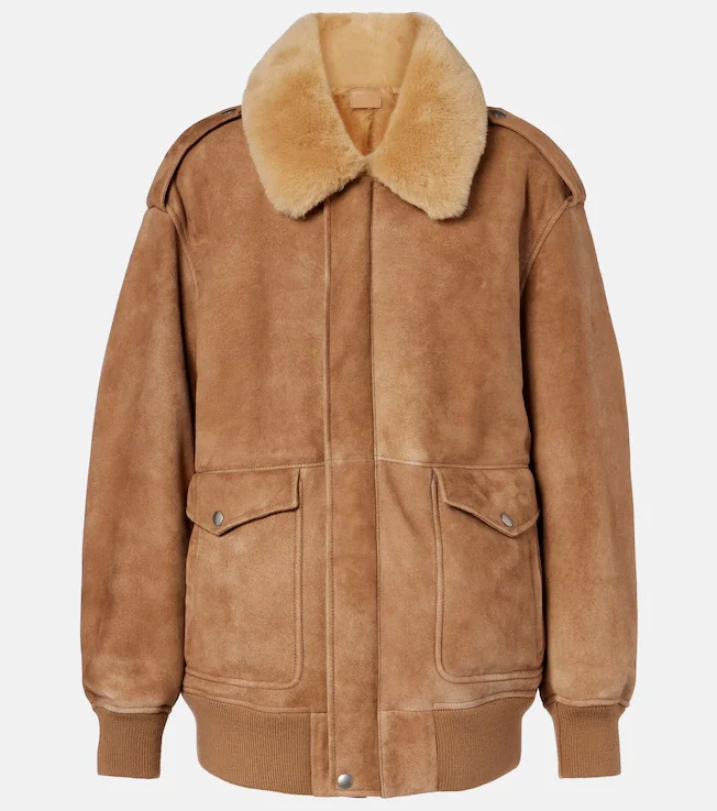 Shearling-trimmed suede jacket