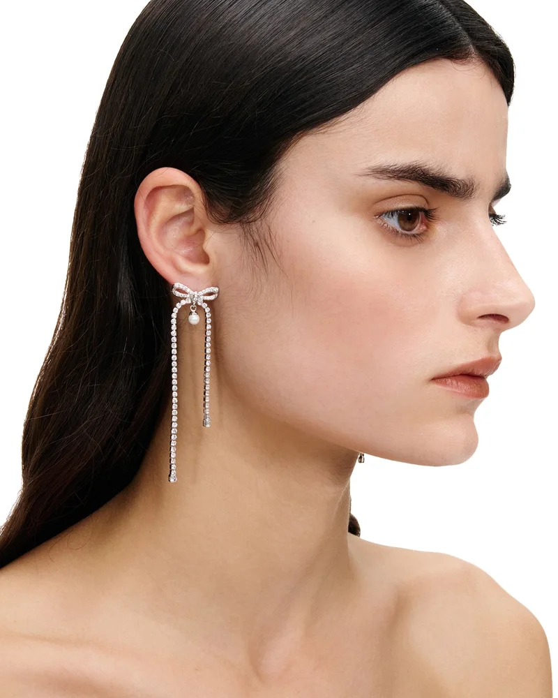 Crystal Bow Dangle Earrings