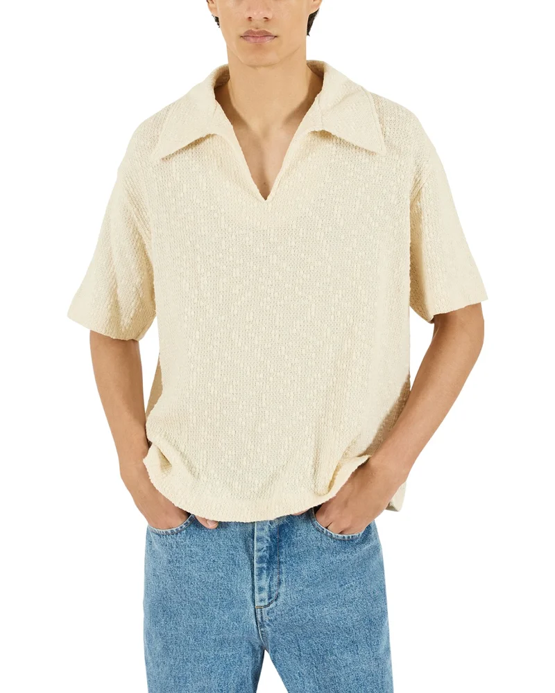 Textured Cotton Knit Polo Shirt