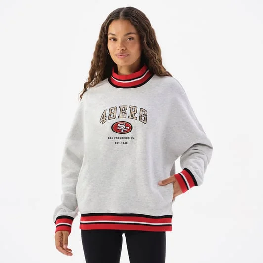 Women's Heather Gray San Francisco 49ers Mock Neck Sweatshirt