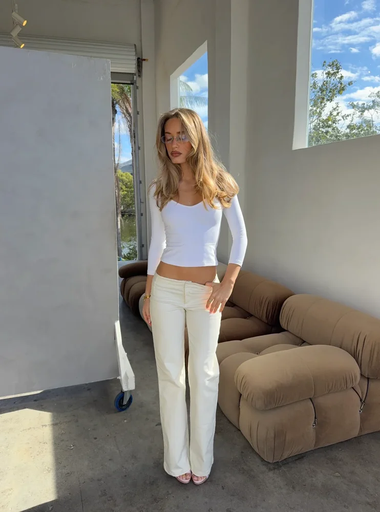 Delphine Straight Leg Pant - Ivory