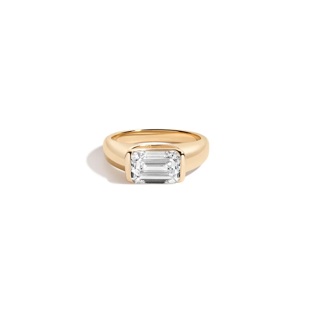 3ct Emerald Lab Grown Diamond Floating Signet Ring
