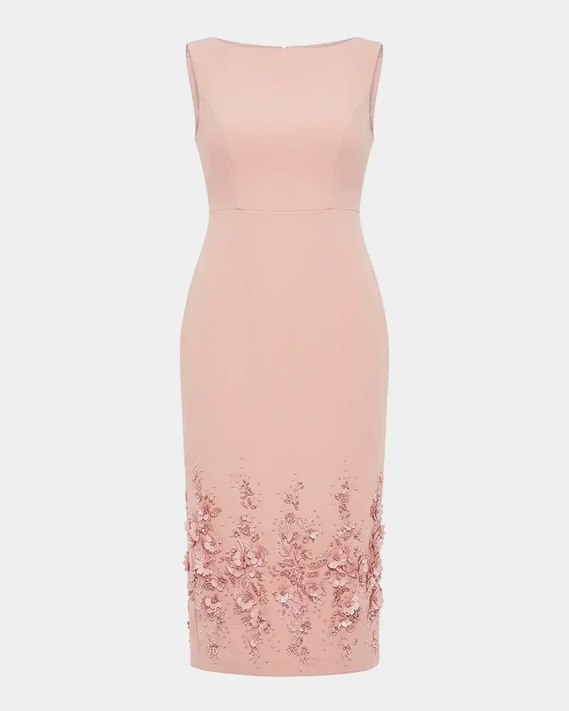 Petite Sleeveless Embellished Sheath Midi Dress