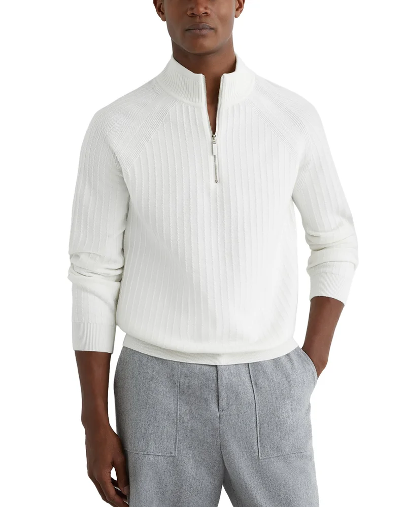 Aldershot Half Zip Funnel Textured Jumper Sweater