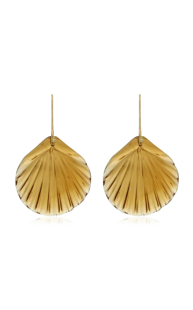 Fan 18K Yellow Gold Citrine Earrings