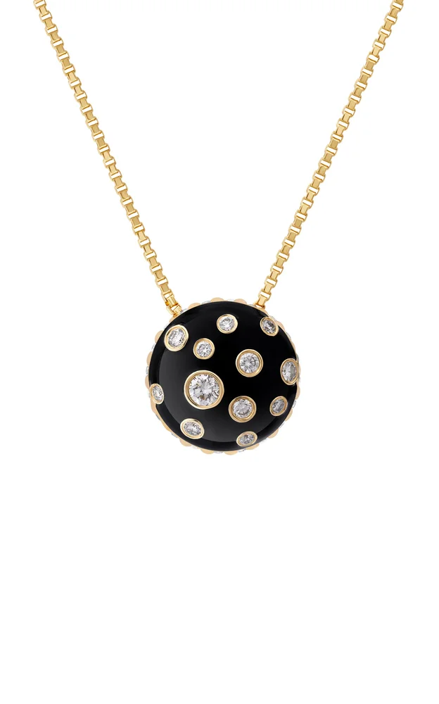 Toadstool 18K Yellow Gold Diamond Enamel Necklace