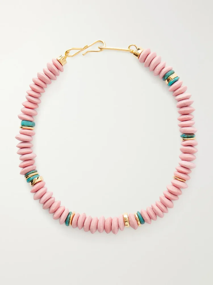 Laguna gold-plated turquoise beaded necklace