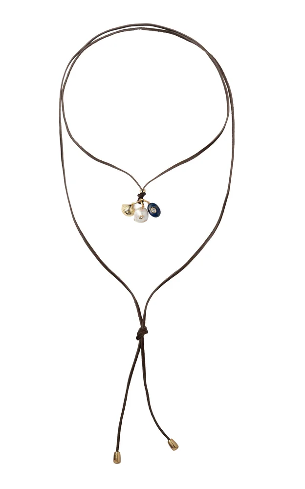 Marina Leather Multi-Stone Wrap Necklace