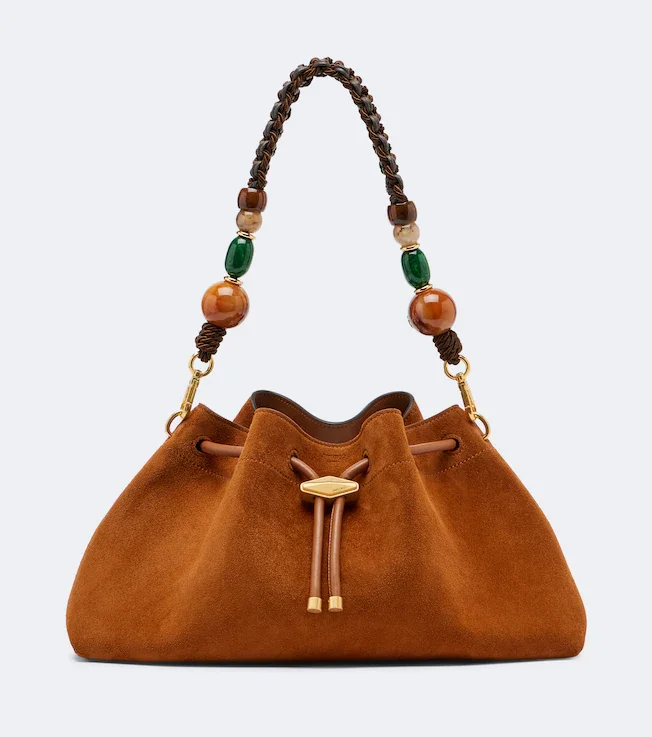 Bon Bon Medium beaded suede bucket bag