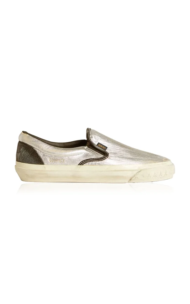 Laminated Leather Slip-On Sneakers