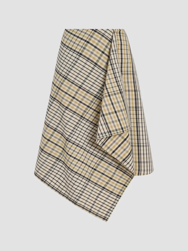 Alexander Asymmetric Plaid Cotton-Blend Midi Skirt