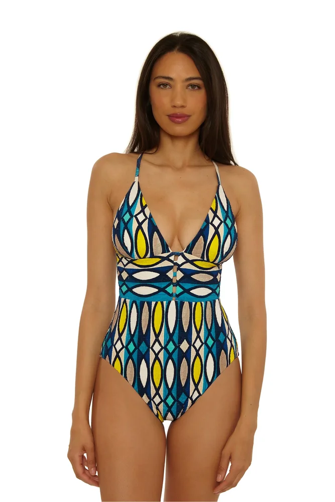 Gonio One Piece Swimsuit Black & White Stripes