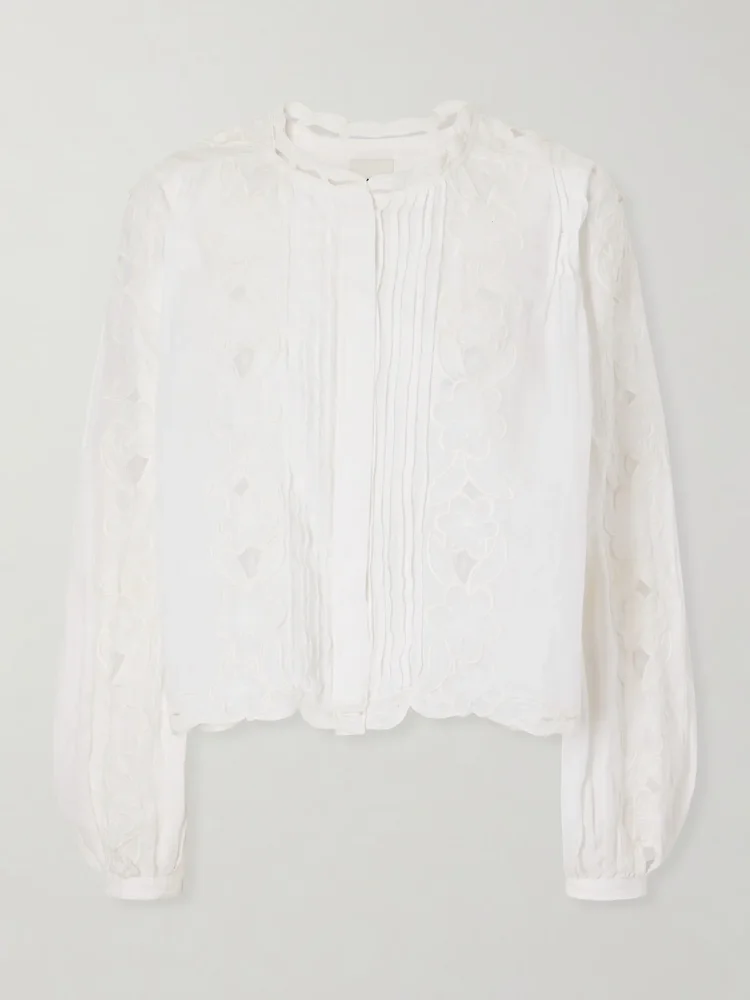 Rubra embroidered ramie blouse