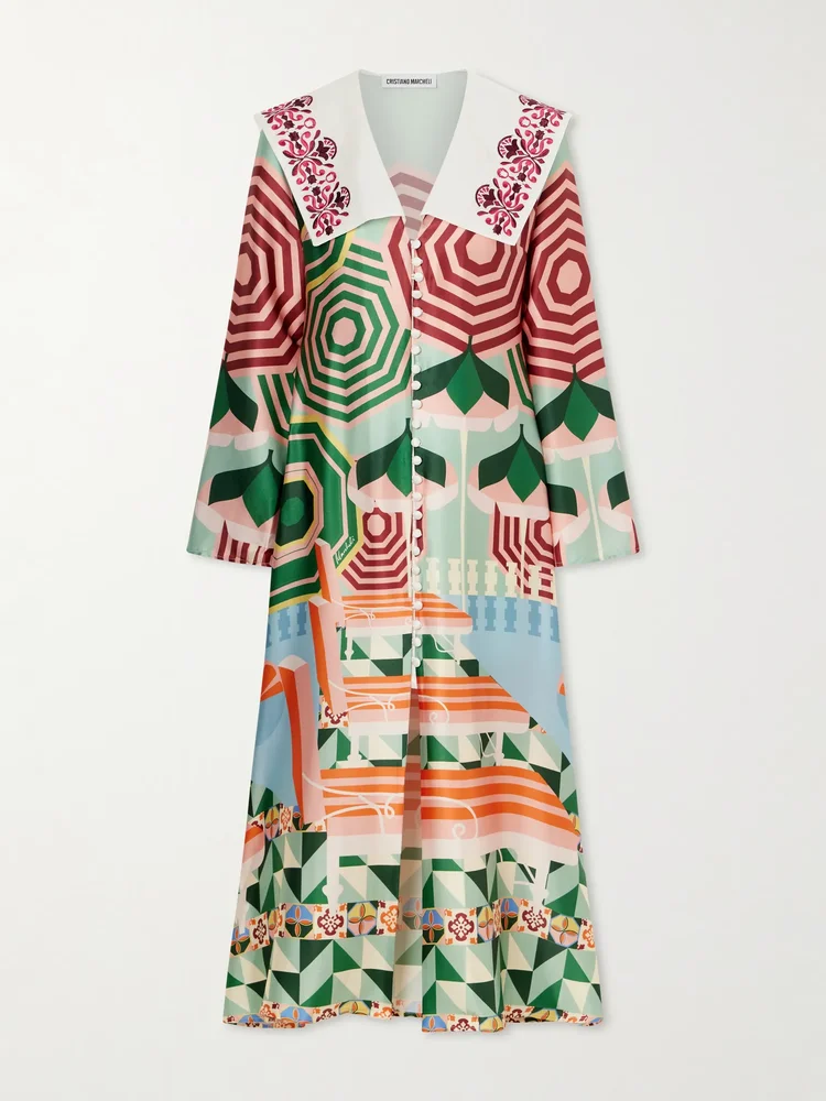 Sofia printed silk-blend satin midi dress