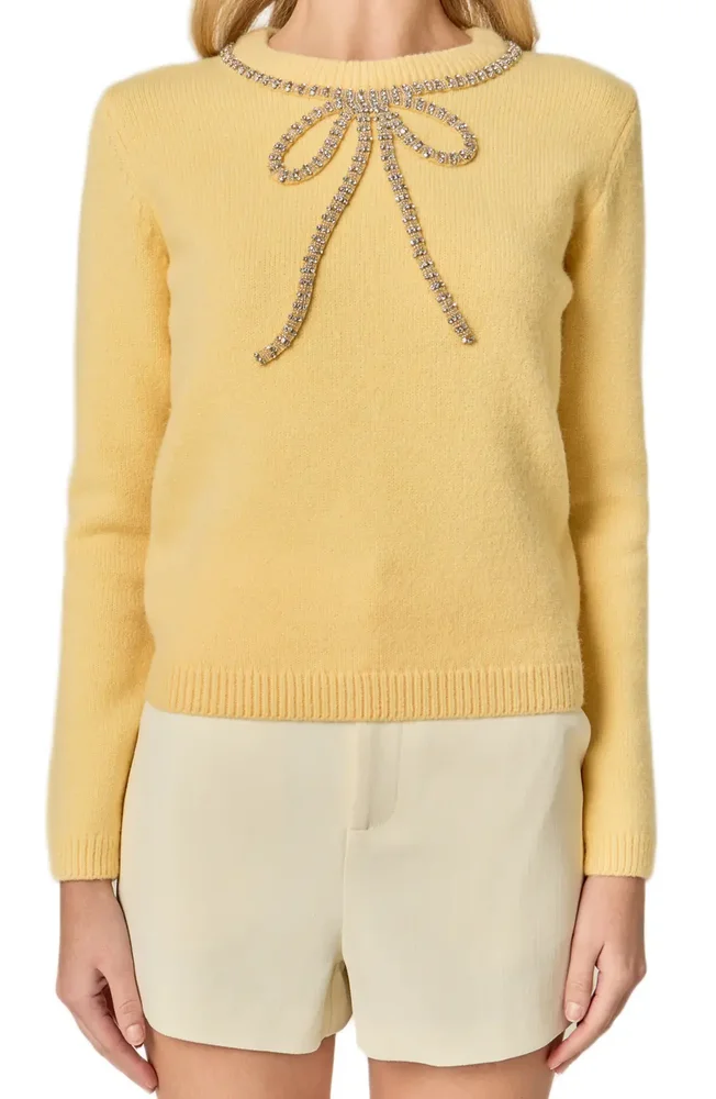 Rhinestone Bow Sweater