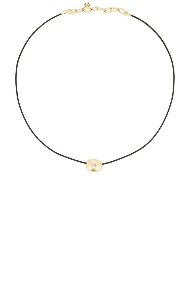 Polished Pebble Black Leather Pendant Necklace