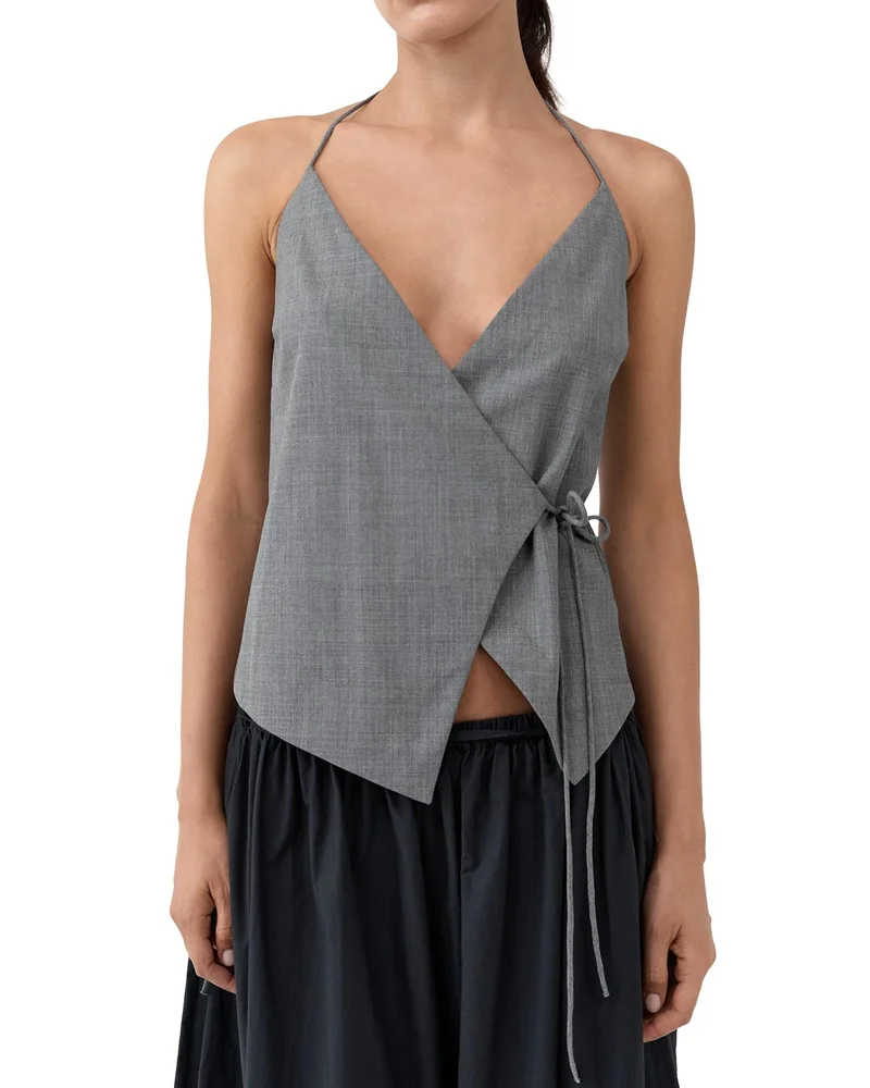 Wool Blend Rouleau Halter Top