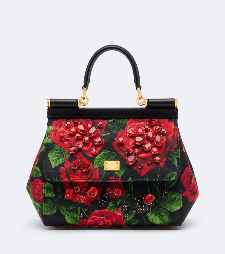 Sicily Small embellished floral top-handle bag