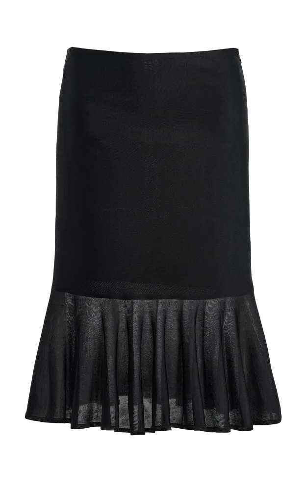 Fluted Knit Midi Skirt