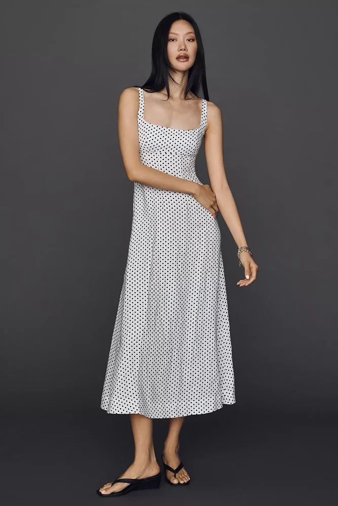 thereformation Reformation Sabine 100% Linen Midi Dress