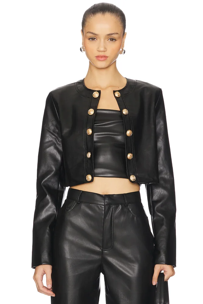 FAUX LEATHER CROPPED JACKET