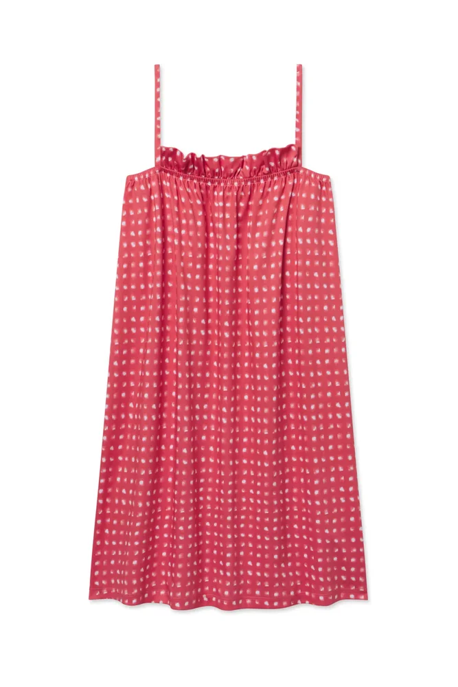 lakepajamas.com Pima Ruffle Nightgown in Terrace Brushed Check XS