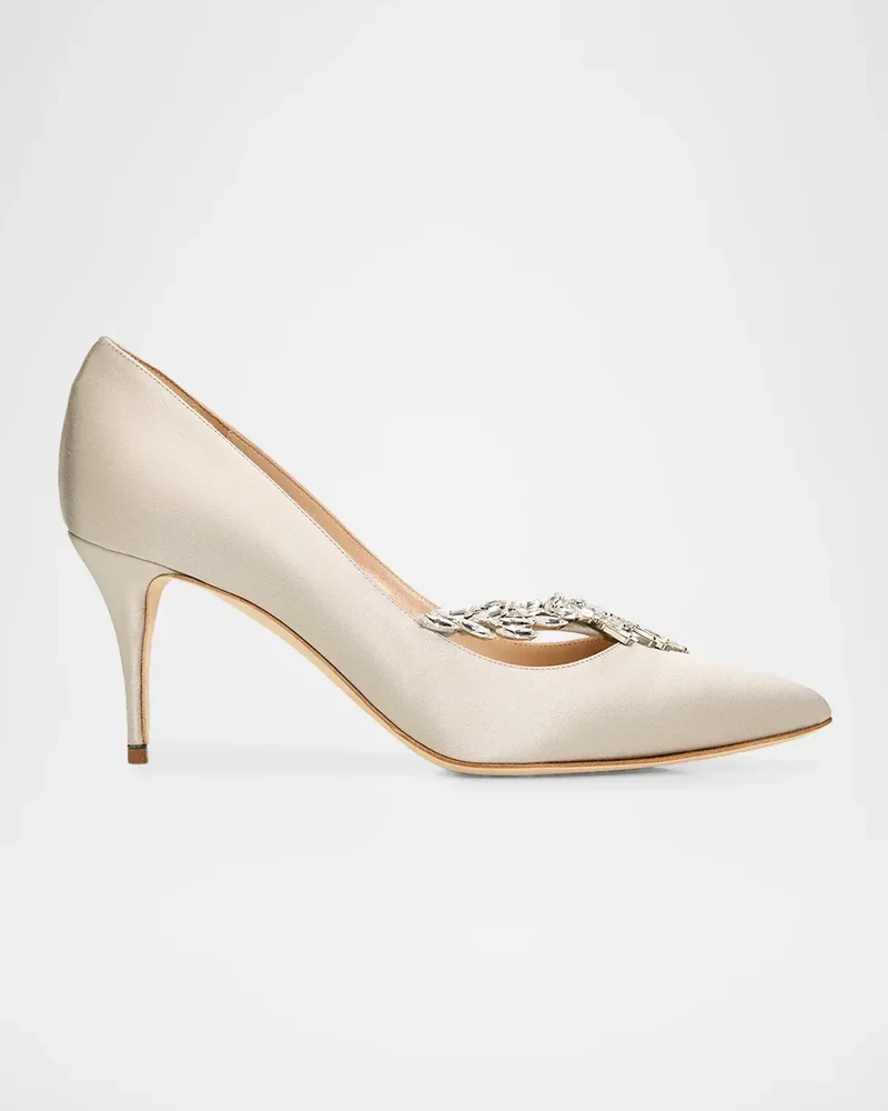 70mm Nadira Jeweled Satin Pumps