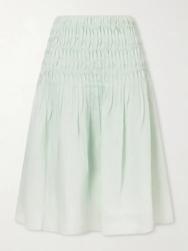 Florence shirred lyocell and silk-blend skirt