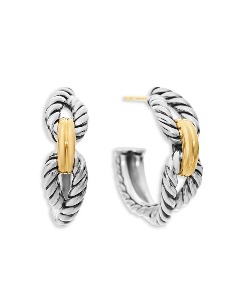 Cable Loop Hoop Earrings with 18K Gold