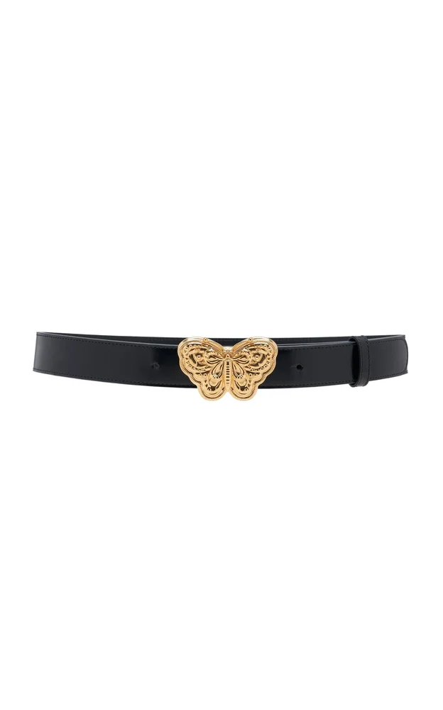Butterfly-Buckle Leather Belt