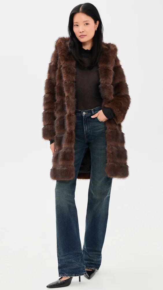Marais Faux Mink Hooded Coat