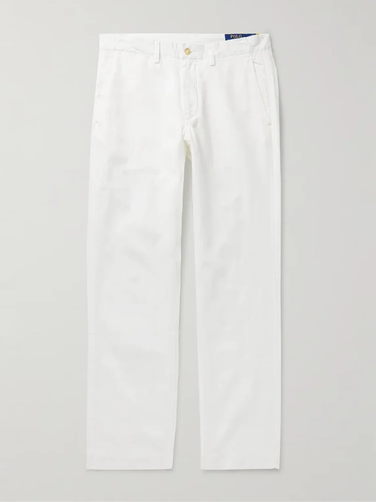 Slim-Fit Straight-Leg Linen and Cotton-Blend Trousers