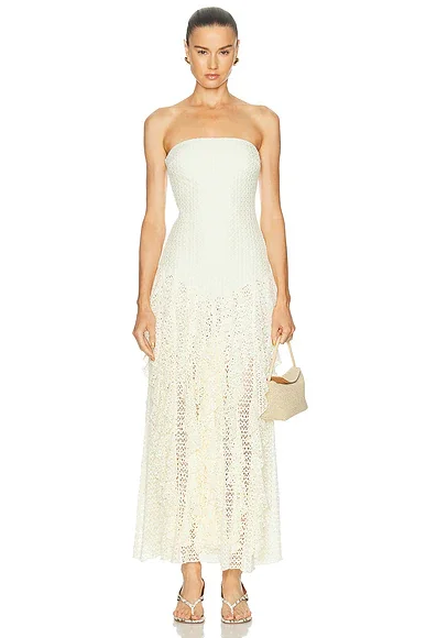 Ayla Fringe Strapless Maxi Dress