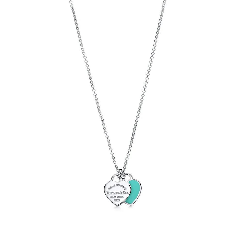 Return to Tiffany Mini Double Heart Tag Pendant in Silver