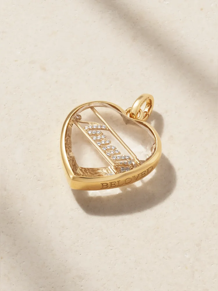 Amate 18-karat gold, quartz and diamond pendant