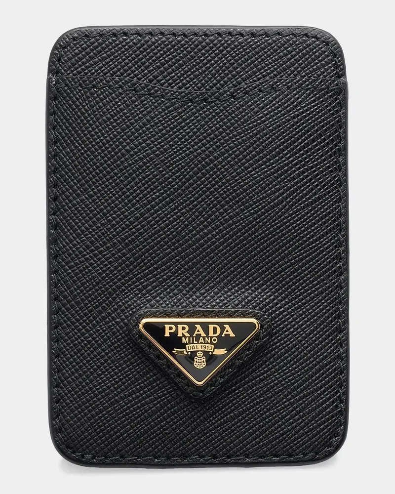 Triangle Logo Saffiano Leather Card Case