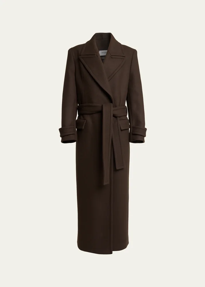Belted Wool Oversized Long Coat