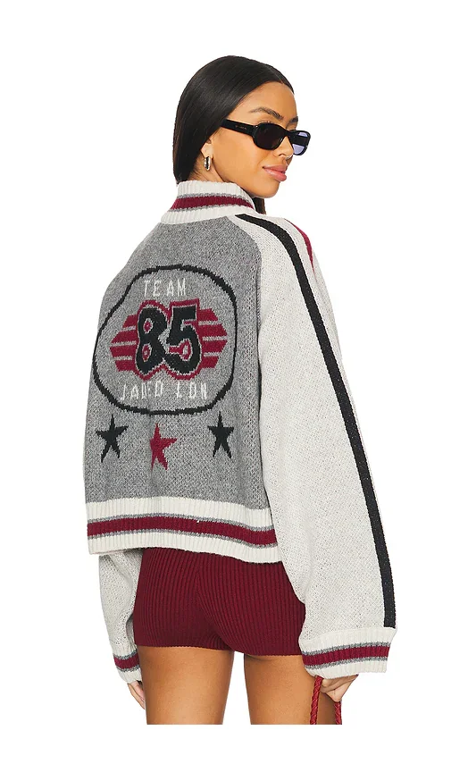 SIDE STRIPE KNITTED TRACK JACKET - BLACK