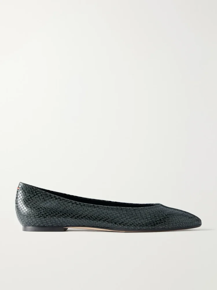 Ellie snake-effect leather ballet flats