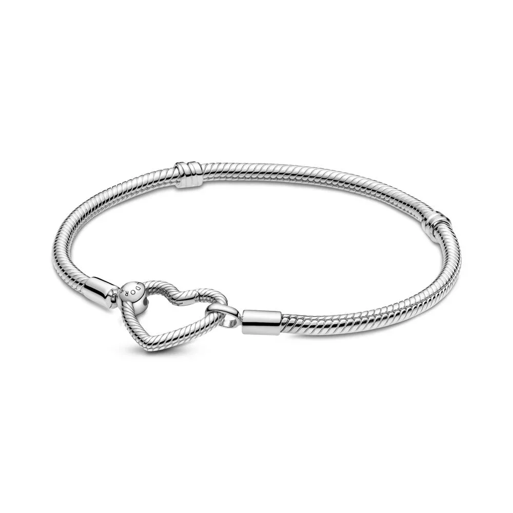 Pandora Moments Heart Closure Snake Chain Bracelet