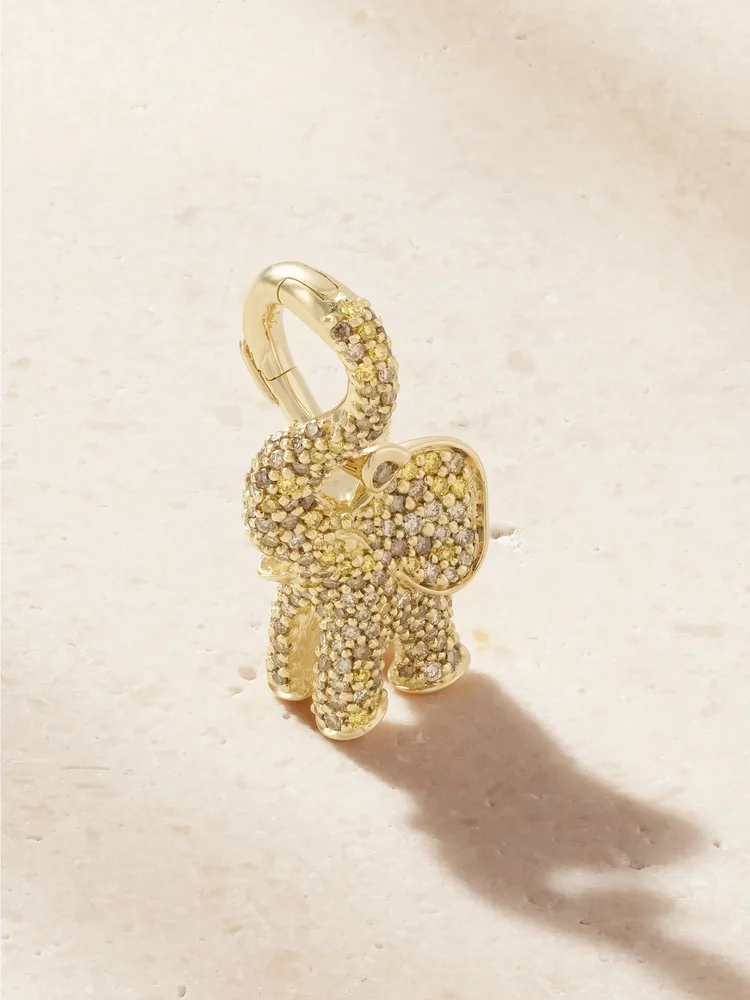 Elephant 18-karat gold yellow and brown diamond pendant