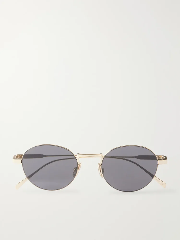 Metal Frame 28 Round-Frame Gold-Tone Metal Sunglasses